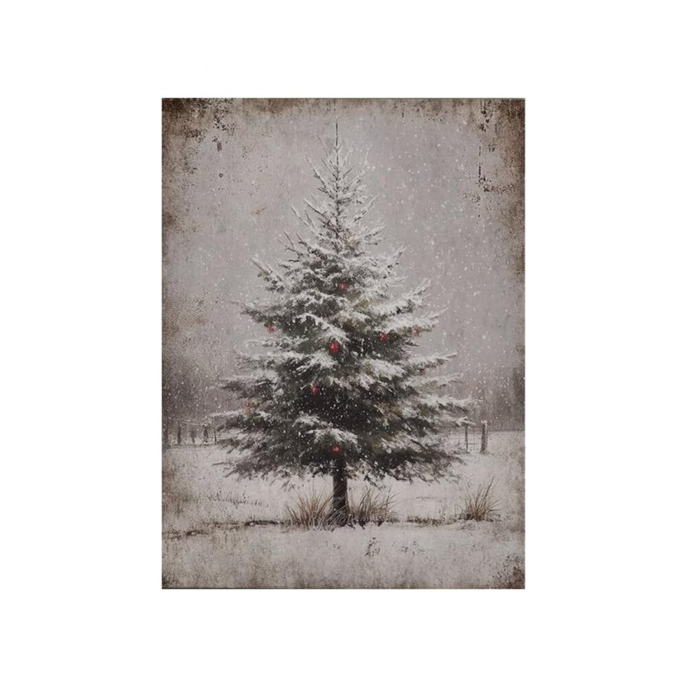 Rustic Evergreen & Christmas Unframed Canvas Wall Art  16" X 20"